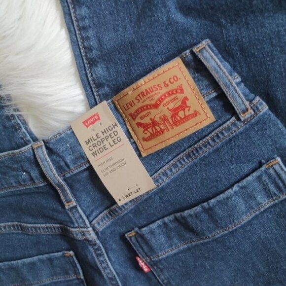 Levi's Mile High Rise Button Front Blue Wide Leg Jeans - Picture 7 of 8